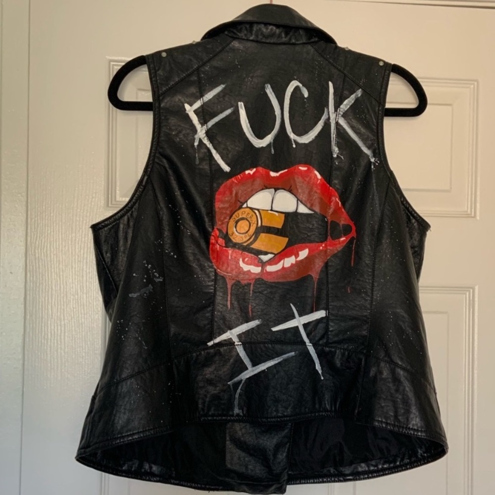 Hand painted leather vest